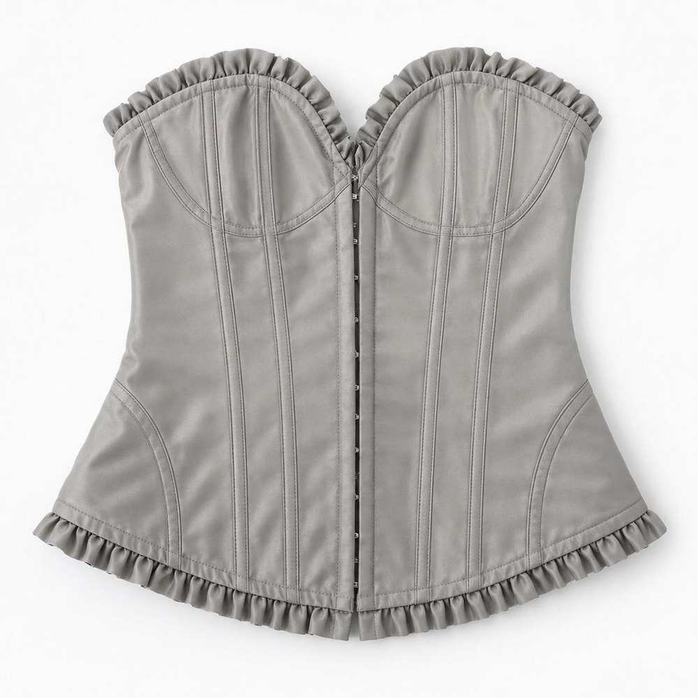 Victoria's Secret Sexy Little Things Size Medium Silver Corset Ruffled Y2K